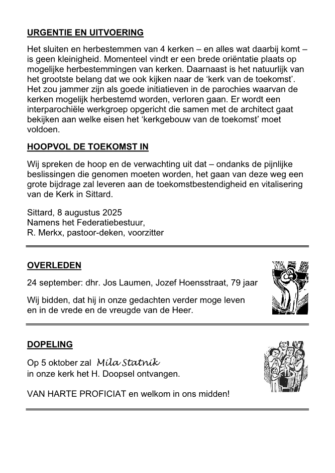In deze uitgave heeft het parochieblad geen elfde pagina.
