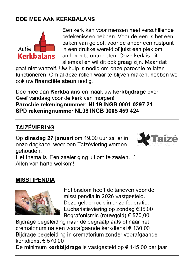 In deze uitgave heeft het parochieblad geen vijfde pagina.