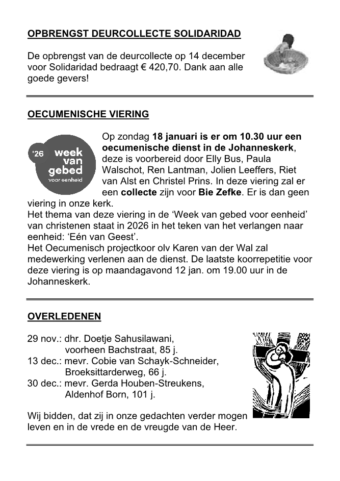 In deze uitgave heeft het parochieblad geen zevende pagina.