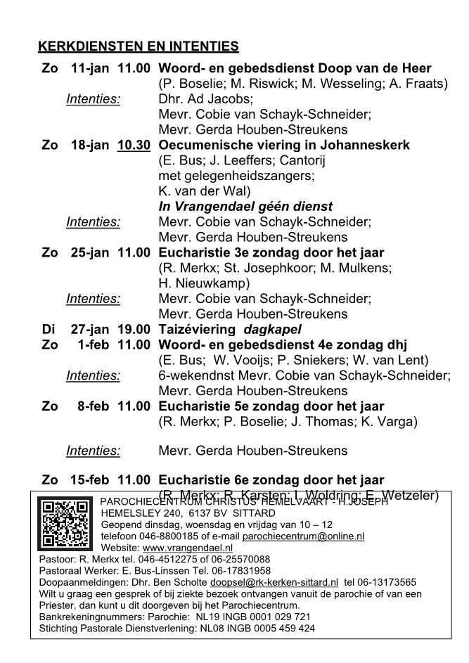 In deze uitgave heeft het parochieblad geen achtste pagina.