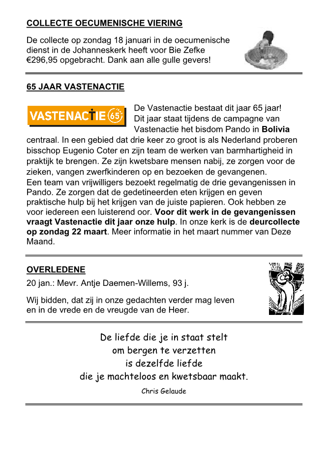 In deze uitgave heeft het parochieblad geen vijfde pagina.