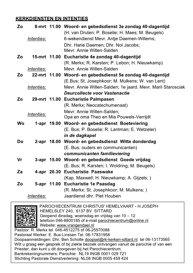 In deze uitgave heeft het parochieblad geen achtste pagina.