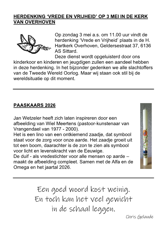 In deze uitgave heeft het parochieblad geen zesde pagina.
