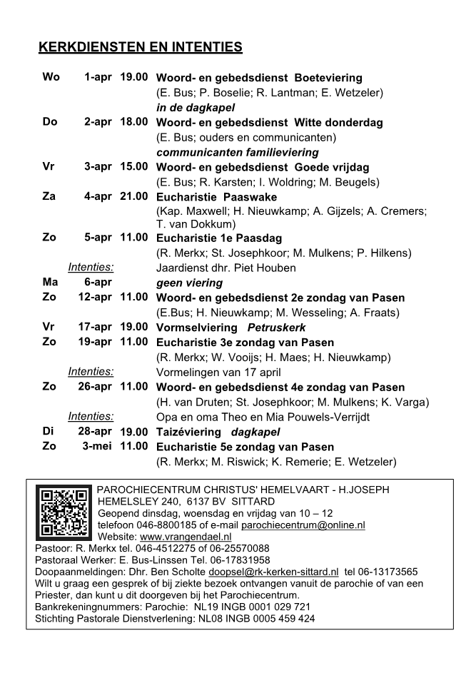 In deze uitgave heeft het parochieblad geen achtste pagina.