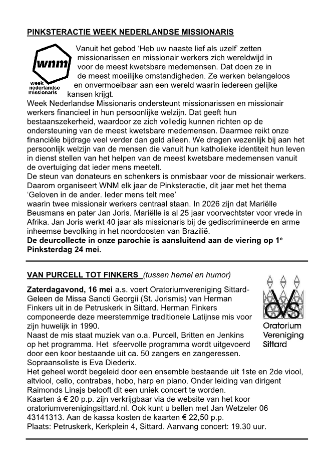 In deze uitgave heeft het parochieblad geen vijfde pagina.