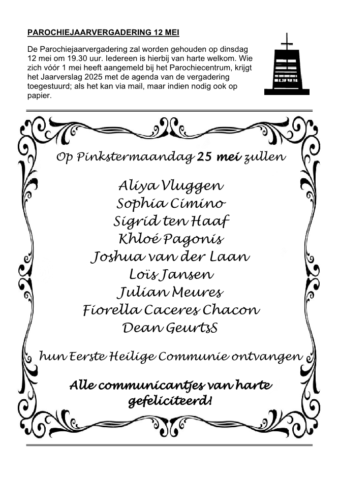 In deze uitgave heeft het parochieblad geen zesde pagina.