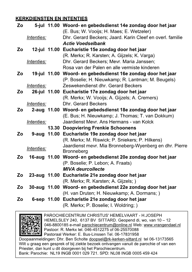 In deze uitgave heeft het parochieblad geen achtste pagina.