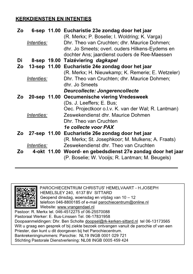 In deze uitgave heeft het parochieblad geen zesde pagina.